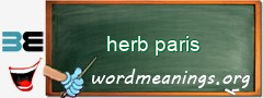 WordMeaning blackboard for herb paris